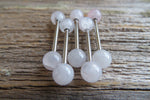 Custom Lengths Rose Quartz Natural Stone Barbell Nipple Ring Tongue Ring 14g (1.6mm) Piercing