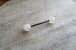 Custom Lengths Rose Quartz Natural Stone Barbell Nipple Ring Tongue Ring 14g (1.6mm) Piercing