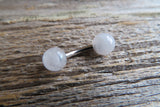 Custom Lengths Rose Quartz Natural Stone Belly Ring VCH Ring 14g (1.6mm) Piercing