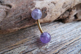 Custom Lengths Gold IP Amethyst 5mm Natural Stone Belly Ring VCH Ring 14g (1.6mm) Piercing