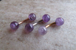 Custom Lengths Rose Gold Ion Plated Amethyst Natural Stone Belly Ring VCH Ring 14g (1.6mm) Piercing