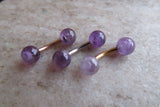 Custom Lengths Rose Gold Ion Plated Amethyst Natural Stone Belly Ring VCH Ring 14g (1.6mm) Piercing