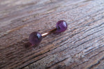 Custom Lengths Rose Gold Ion Plated Amethyst Natural Stone Belly Ring VCH Ring 14g (1.6mm) Piercing