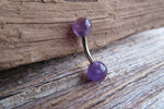 Custom Lengths Amethyst 5mm Natural Stone Belly Ring VCH Ring 14g (1.6mm) Piercing