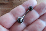 Black Obsidian Golden Claw Natural Stone Belly Ring 14g (1.6mm) Piercing