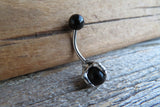 Black Obsidian Silver Claw Natural Stone Belly Ring 14g (1.6mm) Piercing