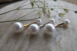 White Silver Steel Faux Pearl Belly Ring 14g (1.6mm) Piercing