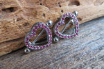 Chunky Heart Pink Gems 14G or 16G Nipple Shields Pair