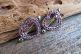 Chunky Heart Pink Gems 14G or 16G Nipple Shields Pair