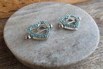 Chunky Heart Blue Gems 14G or 16G Nipple Shields Pair