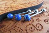 Custom Lengths Lapis Lazuli Natural Stone Barbell Tongue Ring 14g (1.6mm) Piercing