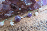 Custom Lengths Rutile Quartz Natural Stone Belly Ring 14g (1.6mm) VCH Piercing 8mm 10mm 12mm