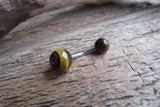 Custom Lengths Tiger Eye Natural Stone Belly Ring 14G (1.6mm) VCH Piercing 8mm 10mm 12mm