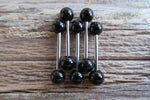 Custom Lengths Black Obsidian Natural Stone Barbell Nipple Ring Tongue Ring 14g (1.6mm) Piercing