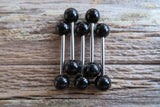 Custom Lengths Black Obsidian Natural Stone Barbell Nipple Ring Tongue Ring 14g (1.6mm) Piercing