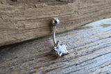 Rose Gold Ion Plated Star Zirconia Belly Ring 14g (1.6mm) Piercing