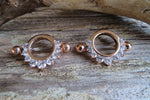 Rose Gold Ion Plated Clear Gems 14G or 16G Nipple Shields Pair