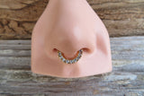 Petite Dainty Rose Gold Ion Plated Crystal Gems Septum or Daith 16G Piercing