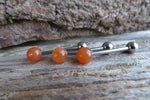 Special Edition Carnelian Orange Quartz Natural Stone Barbell Tongue Ring 14g (1.6mm) Piercing