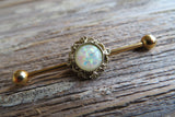 Custom Lengths Opal Gold Ion Plated Surgical Steel 316L Barbell Industrial Small Balls 14G (1.6mm) Piercing