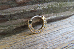 Petite Dainty Gold Ion Plated Crystal Gems Septum or Daith 16G Piercing