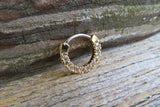 Petite Dainty Gold Ion Plated Crystal Gems Septum or Daith 16G Piercing