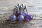 Custom Lengths Amethyst 5mm Natural Stone Barbell Tongue Ring 14g (1.6mm) Piercing