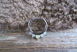 Silver Green Opalite 100% Surgical Steel Septum or Daith 16G Piercing