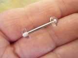 Custom Lengths Clear Disk Hide Piercing Retainer Tongue Ring 14g (1.6mm) Piercing