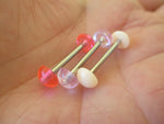 Custom Lengths Pink Disk Hide Piercing Retainer Tongue Ring 14g (1.6mm) Piercing