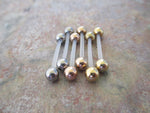 16G Gold Ion Plated All Lengths Hypoallergenic Bioflex Gold Surgical Steel Barbell Retainer Piercing Small Balls