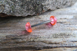 Custom Lengths Pink Disk Hide Piercing Retainer Tongue Ring 14g (1.6mm) Piercing