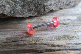 Custom Lengths Pink Disk Hide Piercing Retainer Tongue Ring 14g (1.6mm) Piercing