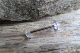 Custom Lengths Clear Disk Bioflex or Surgical Steel Barbell Hide Piercing Retainer Tongue Ring 14g (1.6mm) Piercing