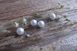 14G White Pearl Silver Surgical Steel Pearl Nipple Piercing Set Pair