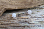 Custom Lengths Rose Quartz Natural Stone Barbell Nipple Ring Tongue Ring 14g (1.6mm) Piercing