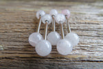 Custom Lengths Rose Quartz Natural Stone Barbell Nipple Ring Tongue Ring 14g (1.6mm) Piercing