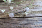 Custom Lengths Rose Quartz Natural Stone Barbell Nipple Ring Tongue Ring 14g (1.6mm) Piercing