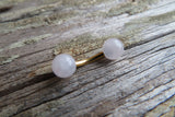 Custom Lengths Gold Ion Plated Rose Quartz Natural Stone Belly Ring VCH Ring 14g (1.6mm) Piercing