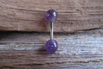 Custom Lengths Amethyst 5mm Natural Stone Belly Ring VCH Ring 14g (1.6mm) Piercing