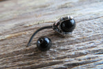 Black Obsidian Silver Claw Natural Stone Belly Ring 14g (1.6mm) Piercing