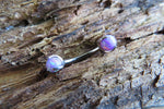 16G 14G Blue Fire Opal Pronged Belly Ring VCH Ring 100% Surgical Steel 14g (1.6mm) Piercing Custom Lengths