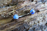 14G Custom Lengths Blue Fire Opal Pronged Belly Ring VCH Ring 100% Surgical Steel 14g (1.6mm) Piercing