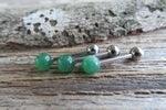 Green Dragon Vein Agate Titanium Ti6Al4V ELI Implant Grade Natural Stone Barbell Tongue Ring 14g (1.6mm) Piercing