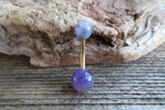 Gold Amethyst Natural Stone Belly Ring 14G (1.6mm) VCH Piercing 8mm 10mm 11mm 12mm Lengths