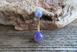 Gold Amethyst Natural Stone Belly Ring 14G (1.6mm) VCH Piercing 8mm 10mm 11mm 12mm Lengths