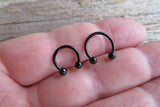 16G Black Ion Plated Horseshoe Surgical Steel 316L 16G (1.2mm) Piercing 8mm 10mm Small Balls