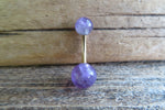 Gold Lapis Lazuli Natural Stone Belly Ring 14G (1.6mm) VCH Piercing Balls 8mm 10mm 11mm 12mm Lengths