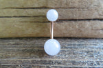 Rose Quartz Natural Stone Belly Ring 14G (1.6mm) VCH Piercing 6mm & 8mm Balls 8mm 10mm 11mm 12mm Lengths