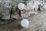 Rose Quartz Natural Stone Belly Ring 14G (1.6mm) VCH Piercing 6mm & 8mm Balls 8mm 10mm 11mm 12mm Lengths